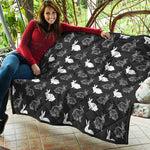 Black And White Rabbit Pattern Print Quilt