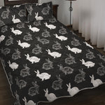 Black And White Rabbit Pattern Print Quilt Bed Set