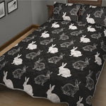 Black And White Rabbit Pattern Print Quilt Bed Set