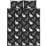 Black And White Rabbit Pattern Print Quilt Bed Set