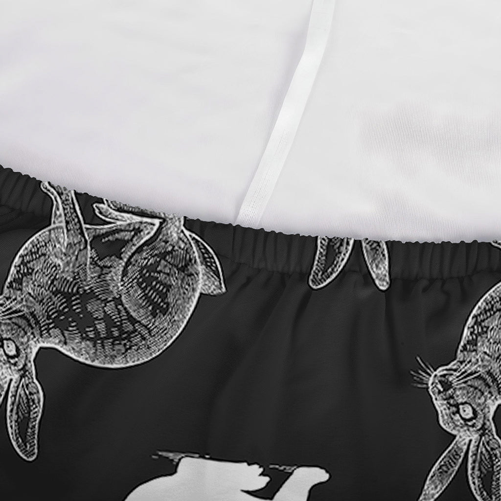 Black And White Rabbit Pattern Print Sofa Cover