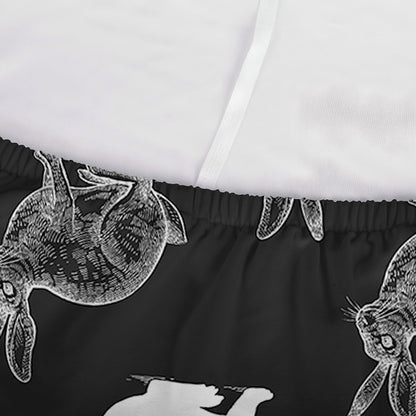 Black And White Rabbit Pattern Print Sofa Cover