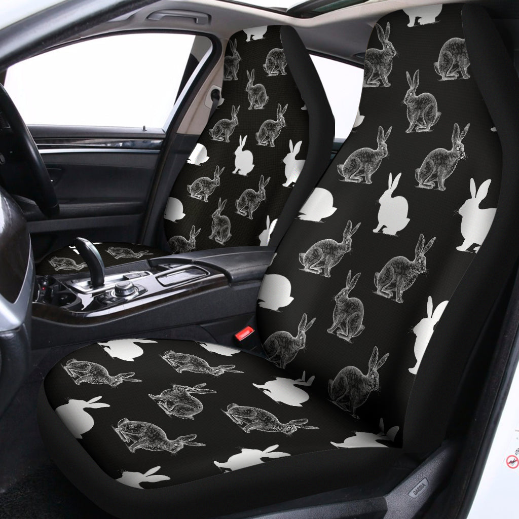 Black And White Rabbit Pattern Print Universal Fit Car Seat Covers