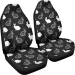 Black And White Rabbit Pattern Print Universal Fit Car Seat Covers