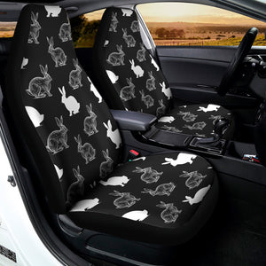 Black And White Rabbit Pattern Print Universal Fit Car Seat Covers