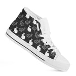 Black And White Rabbit Pattern Print White High Top Shoes