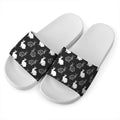 Black And White Rabbit Pattern Print White Slide Sandals
