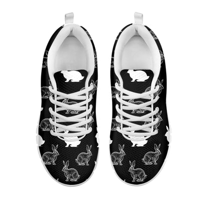 Black And White Rabbit Pattern Print White Sneakers