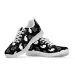 Black And White Rabbit Pattern Print White Sneakers