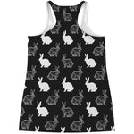 Black And White Rabbit Pattern Print Women's Racerback Tank Top