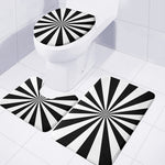 Black And White Radial Rays Print 3 Piece Bath Mat Set
