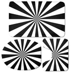 Black And White Radial Rays Print 3 Piece Bath Mat Set