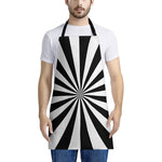 Black And White Radial Rays Print Apron