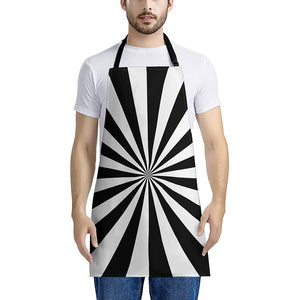 Black And White Radial Rays Print Apron