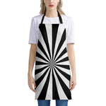 Black And White Radial Rays Print Apron