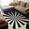 Black And White Radial Rays Print Floor Mat