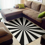 Black And White Radial Rays Print Area Rug