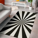 Black And White Radial Rays Print Area Rug