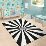 Black And White Radial Rays Print Area Rug