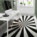 Black And White Radial Rays Print Area Rug