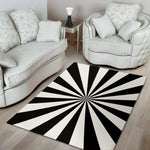 Black And White Radial Rays Print Area Rug