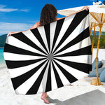 Black And White Radial Rays Print Beach Sarong Wrap