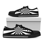 Black And White Radial Rays Print Black Low Top Shoes
