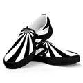 Black And White Radial Rays Print Black Slip On Sneakers
