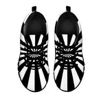 Black And White Radial Rays Print Black Sneakers