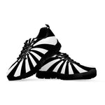 Black And White Radial Rays Print Black Sneakers