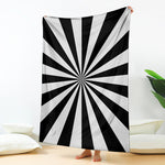 Black And White Radial Rays Print Blanket