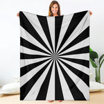 Black And White Radial Rays Print Blanket