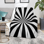 Black And White Radial Rays Print Blanket
