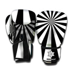 Black And White Radial Rays Print Boxing Gloves