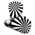 Black And White Radial Rays Print Boxing Gloves