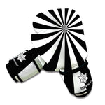 Black And White Radial Rays Print Boxing Gloves