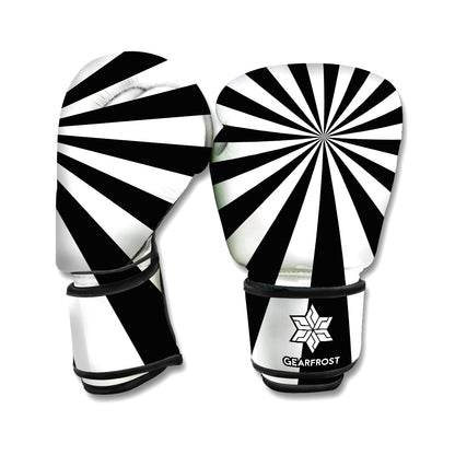 Black And White Radial Rays Print Boxing Gloves