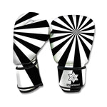 Black And White Radial Rays Print Boxing Gloves