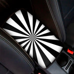 Black And White Radial Rays Print Car Center Console Cover
