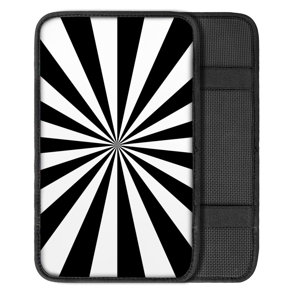 Black And White Radial Rays Print Car Center Console Cover
