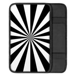 Black And White Radial Rays Print Car Center Console Cover