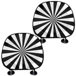 Black And White Radial Rays Print Car Headrest Covers