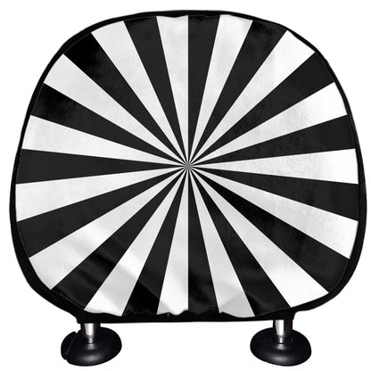 Black And White Radial Rays Print Car Headrest Covers