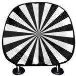 Black And White Radial Rays Print Car Headrest Covers