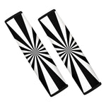 Black And White Radial Rays Print Car Seat Belt Covers