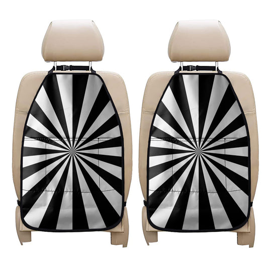 Black And White Radial Rays Print Car Seat Organizers
