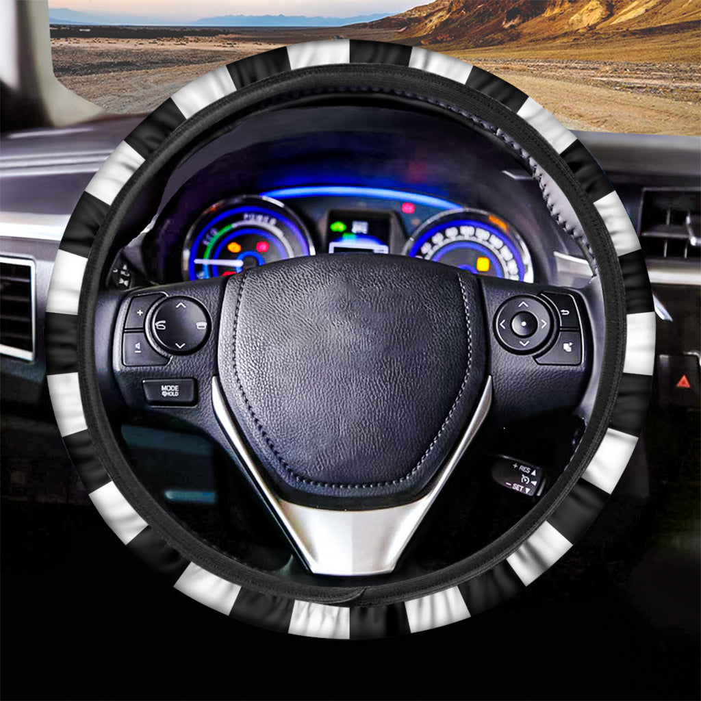 Black And White Radial Rays Print Car Steering Wheel Cover