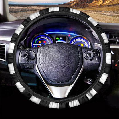 Black And White Radial Rays Print Car Steering Wheel Cover