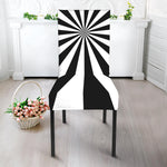Black And White Radial Rays Print Dining Chair Slipcover