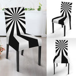 Black And White Radial Rays Print Dining Chair Slipcover